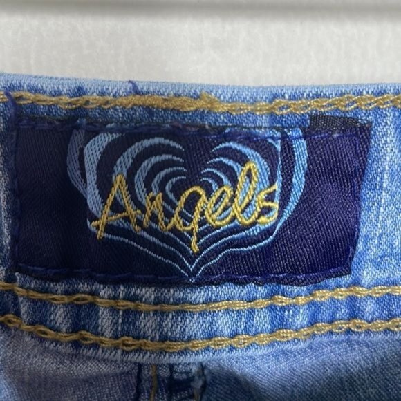 Vintage Y2K Angels Size 3 Light Wash Low Rise Rhinestone Cropped Cuffed Jeans - Picture 7 of 12